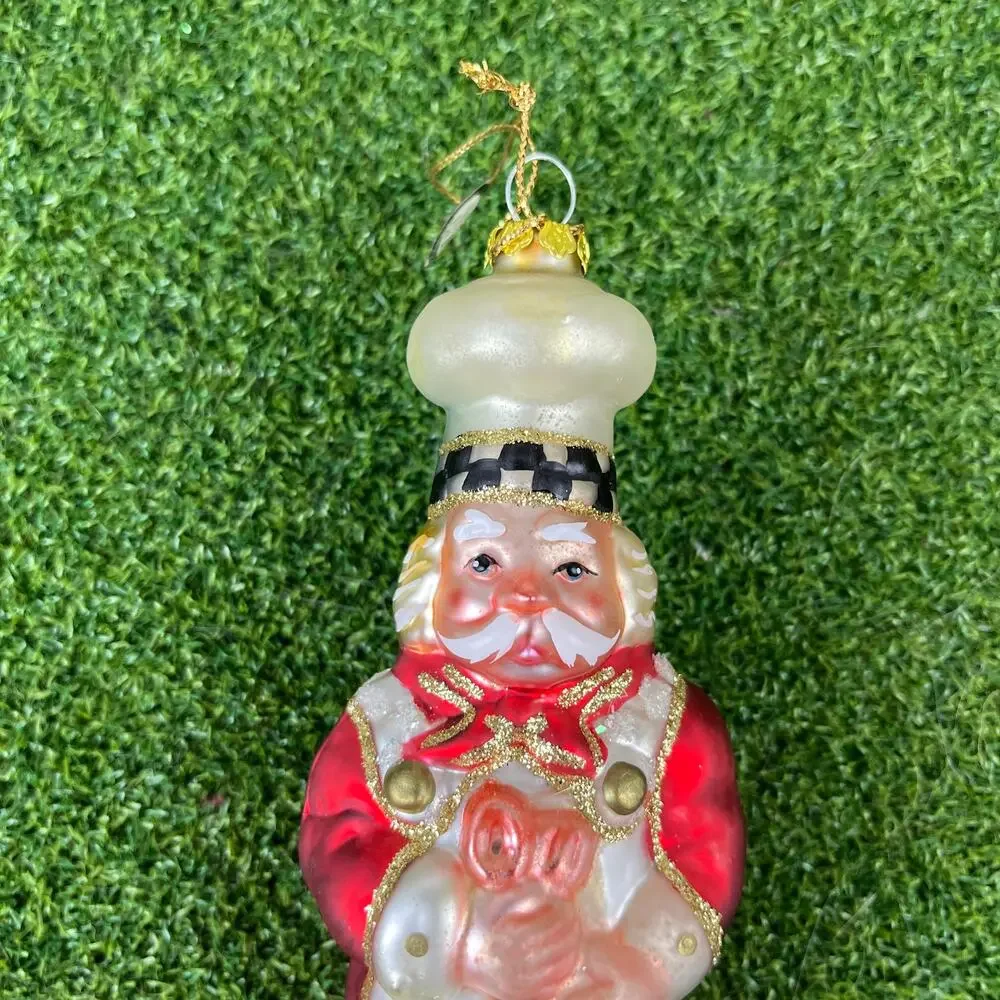 Vintage Blown Glass Santa Chef Christmas Tree Ornament